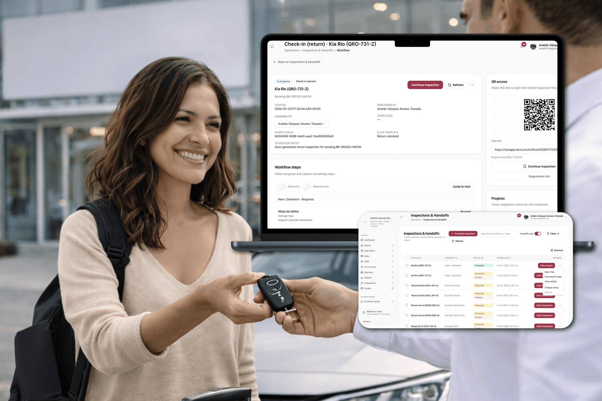Customer handoff workflow in Resvo